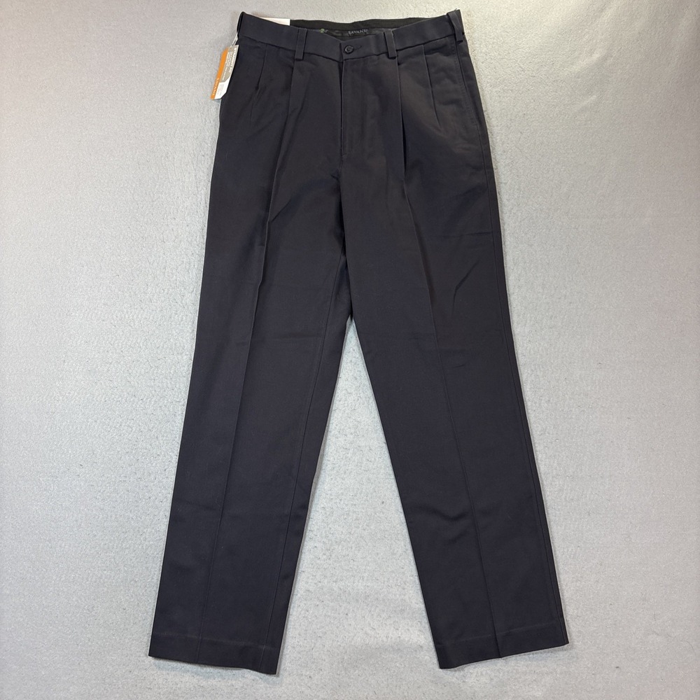 Savane Men's 32x32 Wrinkle Free Straight Fit Comfort Waist Pant NWT Navy